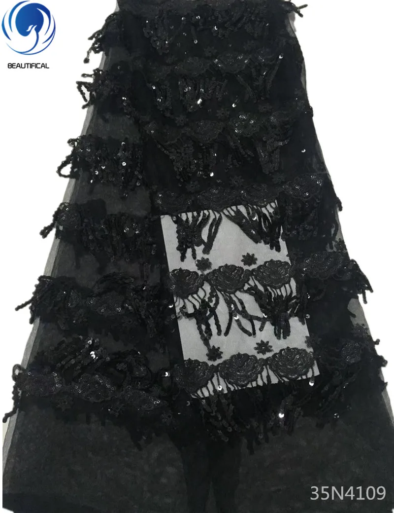

Beautifical black sequin lace fabric polyester sequin lace sequin net lace 5 yards/lot best quality for dresses women 35N41