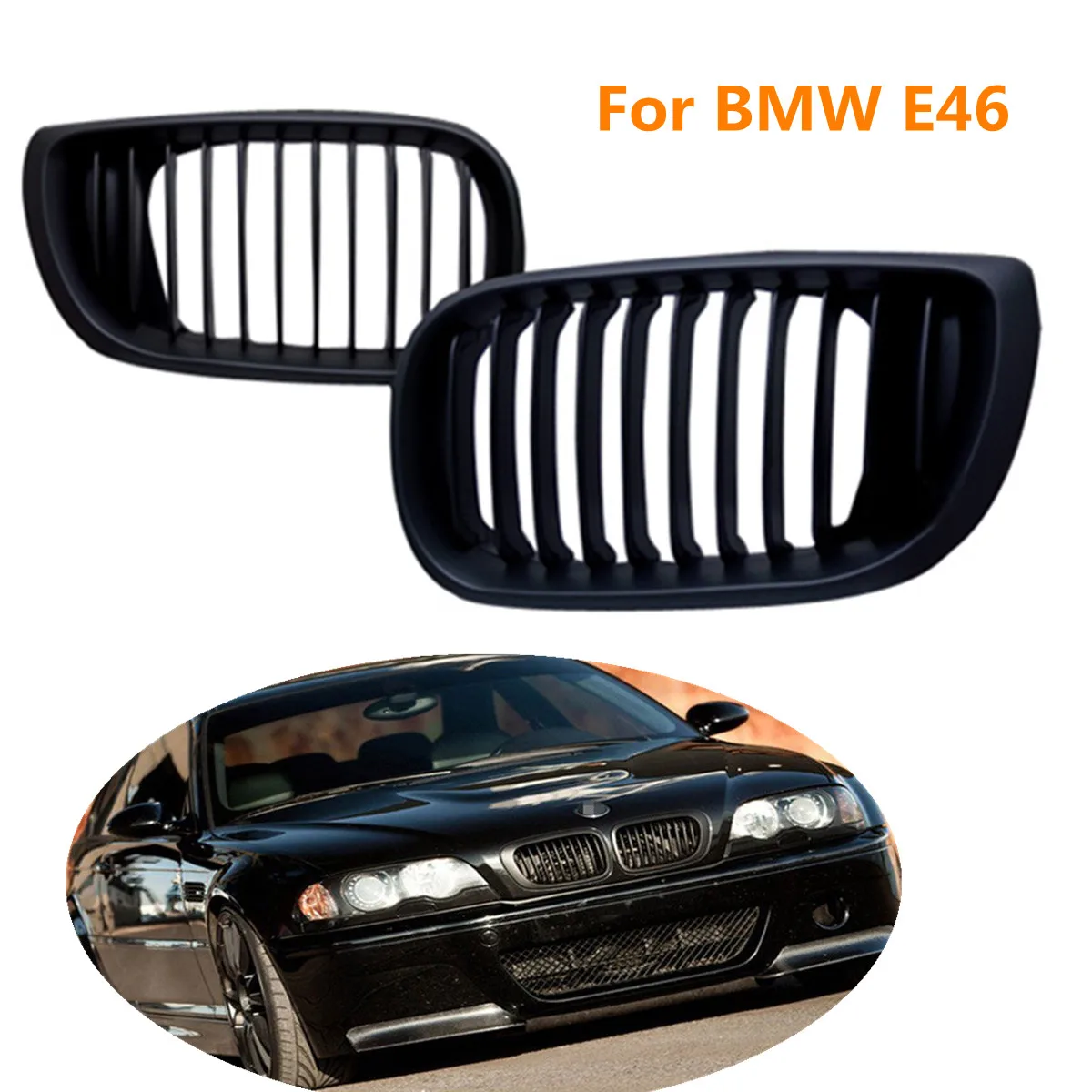 2 шт Матовый черный передняя левая и правая решетка решетки для BMW E46 4 Двери Седан 2002-2005