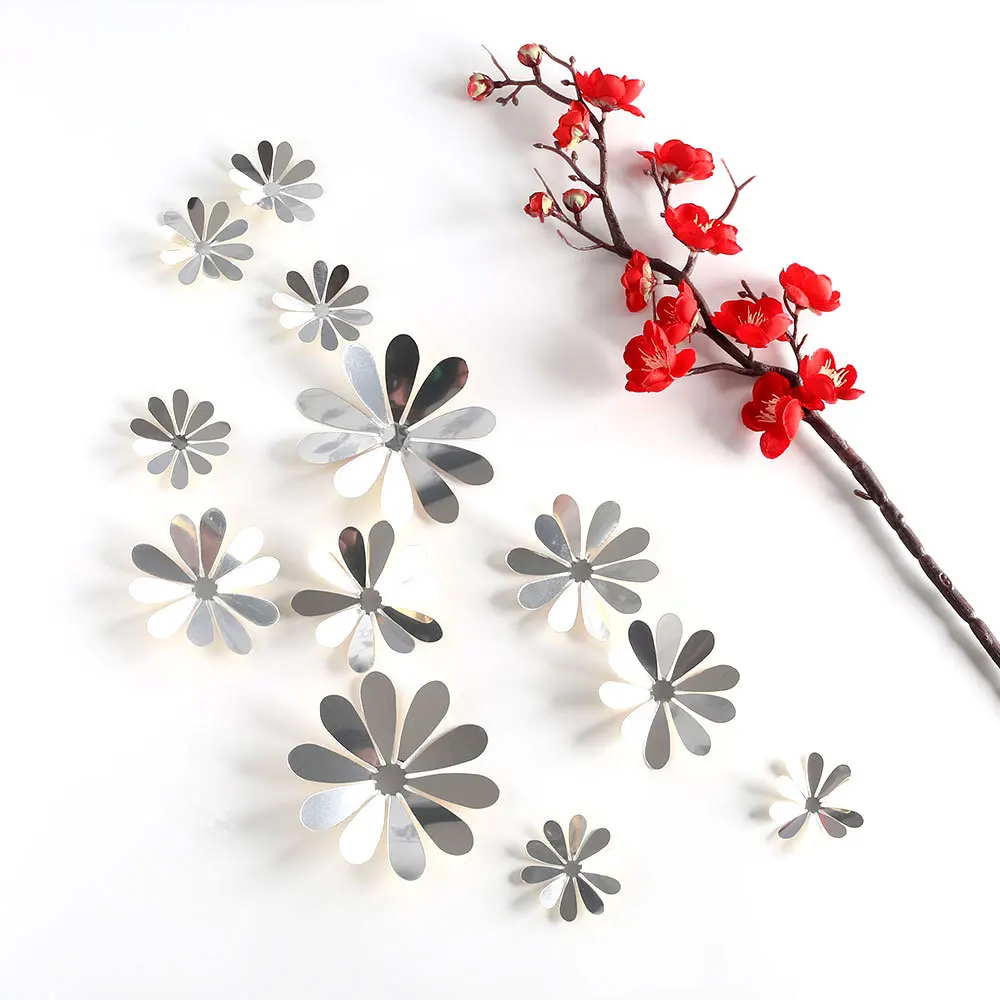 

12PCS/SETS 3D Stereo Mirror Butterfly Sunflower Wedding Festival Decoration Butterfly Living Room Decoration Wall Stickers