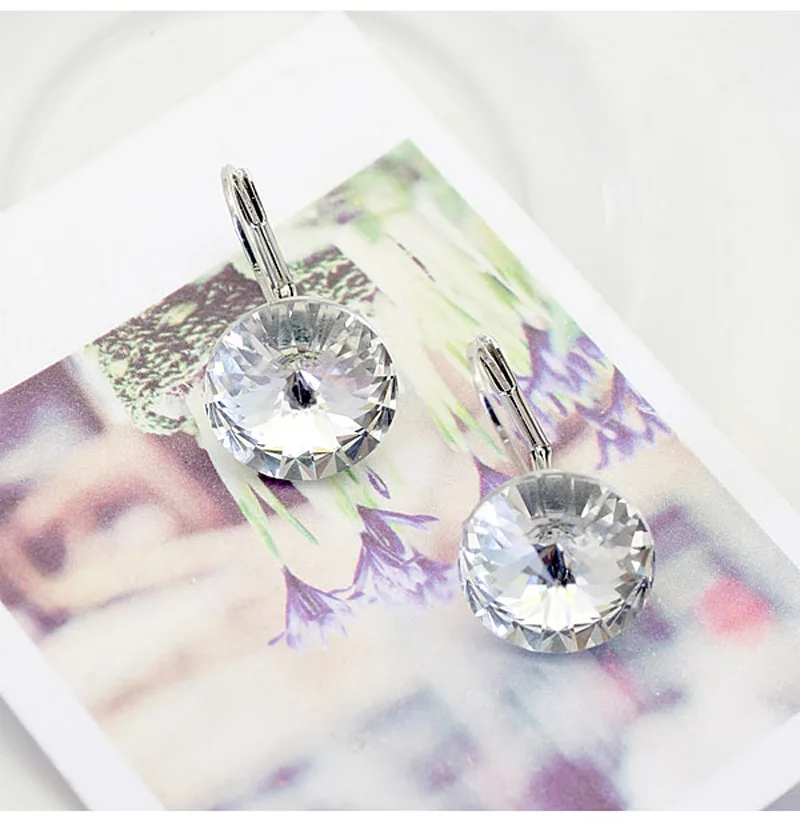 Женские серьги с кристаллами MOONROCY круглые Серебристые 11 11|earrings for women|fashion earrings