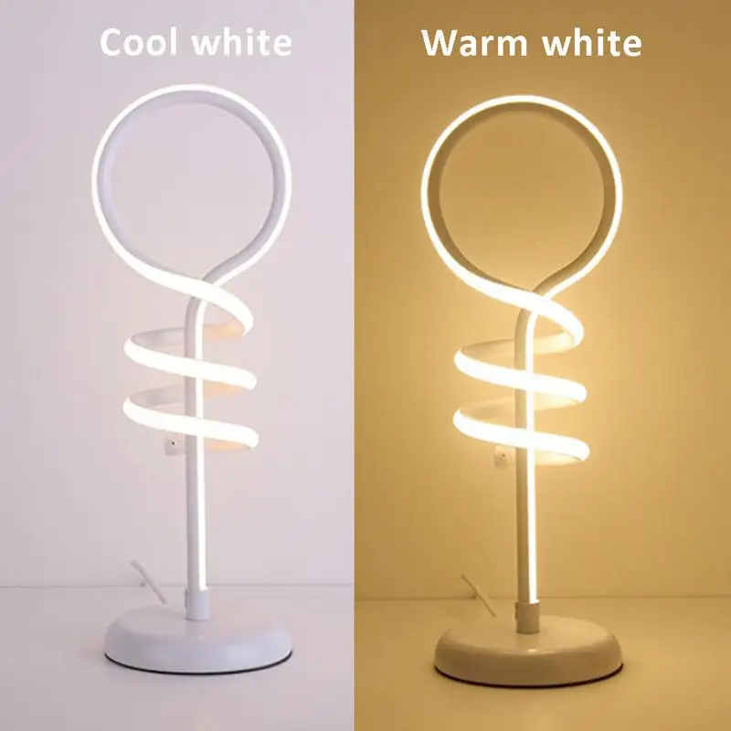 

Modern LED Table Light Creative Design Spiral Acrylic Art Table Lamps For Bedroom Decoration Lighting Fixture US EU Plug