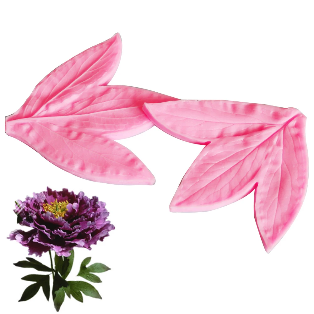 

Byjunyeor 2pcs Big Leaf Mold for Peony Flower Decoration Wedding Fondant Cake Sugarcraft Tool Bakeware M2078