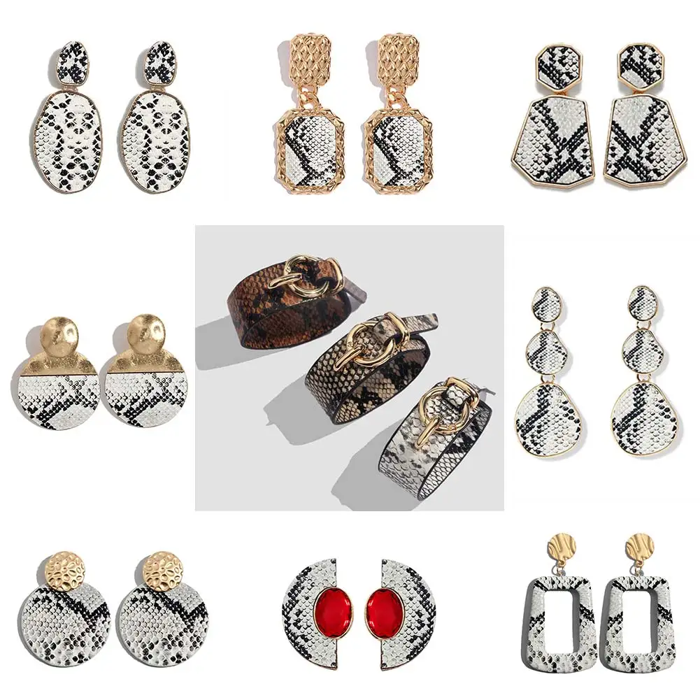 

Flatfoosie ZA Leopard Print Dangle Earrings For Women Gold Color Vintage Punk Statement Fashion Drop Earring Boho Party Jewelry