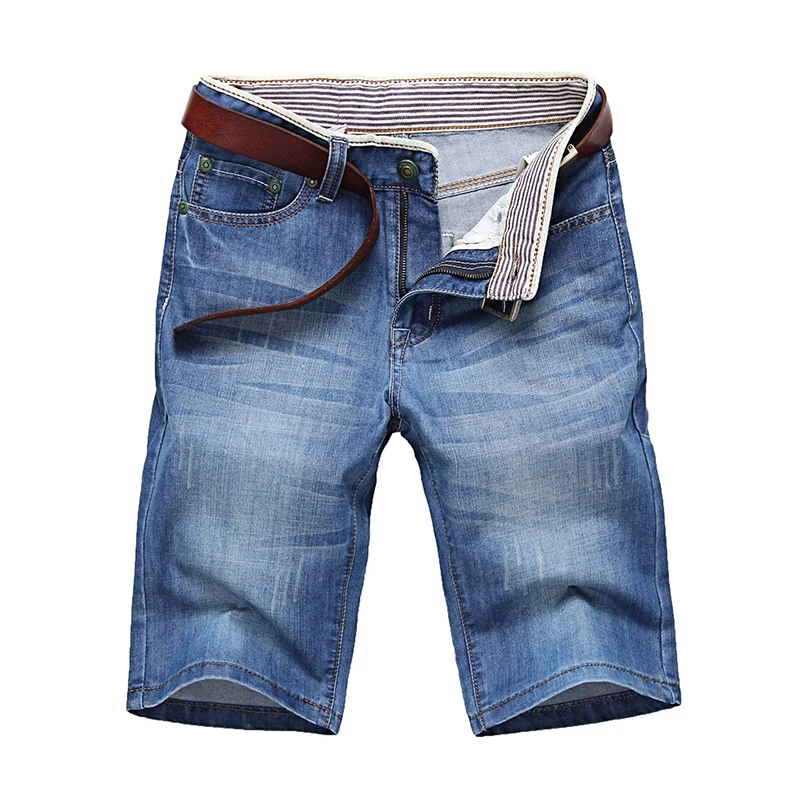 Fashion denim shorts high quality short jeans man cotton solid straight short jeans man blue casual short jeans