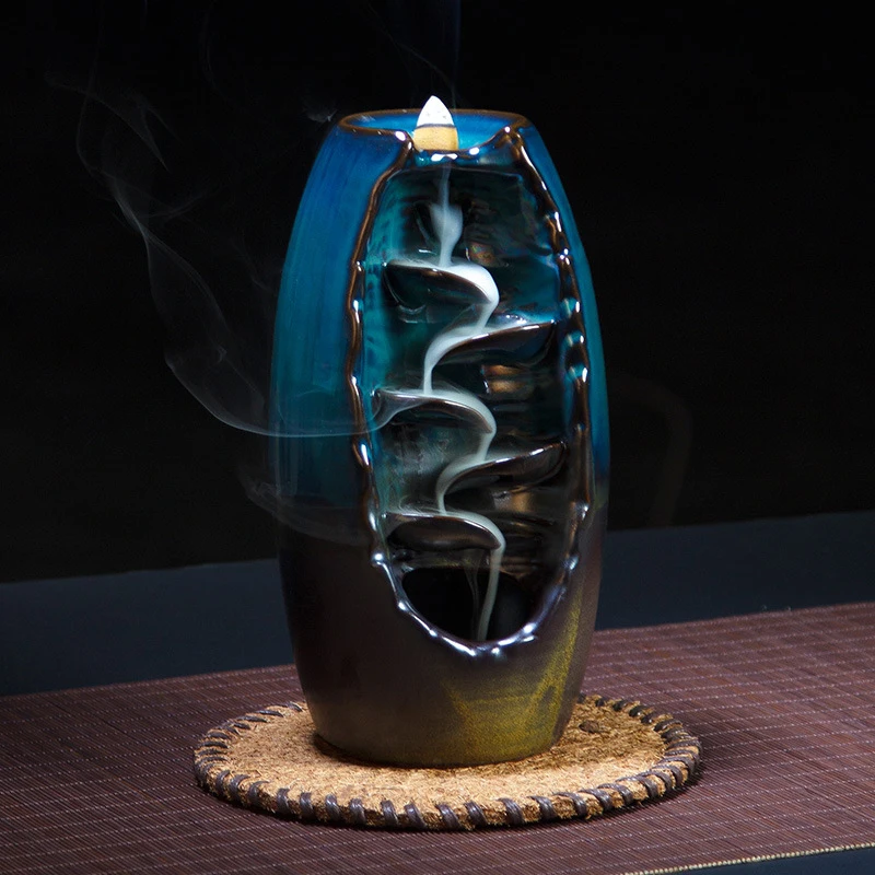 

Backflow Incense Burner Ceramic Aromatherapy Furnace Smell Aromatic Home Office Incense Road Crafts Tower Incense Holder