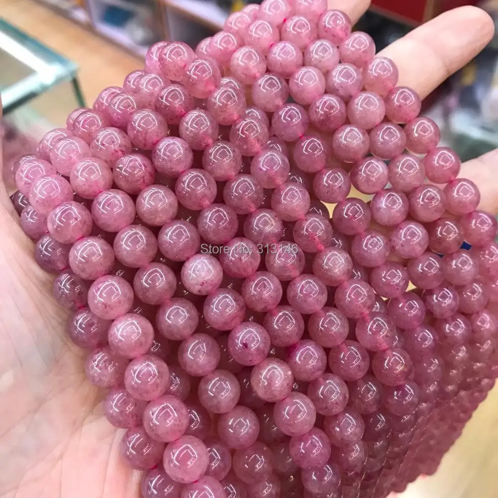 Натуральный круглый кристалл из клубничного кварца незакрепленные бусины