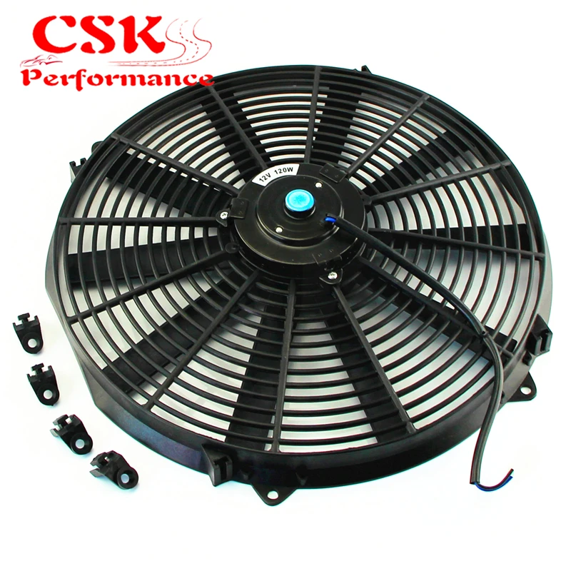 

16" inch Universal Slim Fan Push Pull Electric Radiator Cooling 12V + Mount Kit