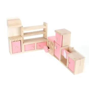 

Miniature Wooden Dollhouse Kitchen Furniture Set Doll House Accessories Decoration Toys Birthday Gift for Children Kids Toddler