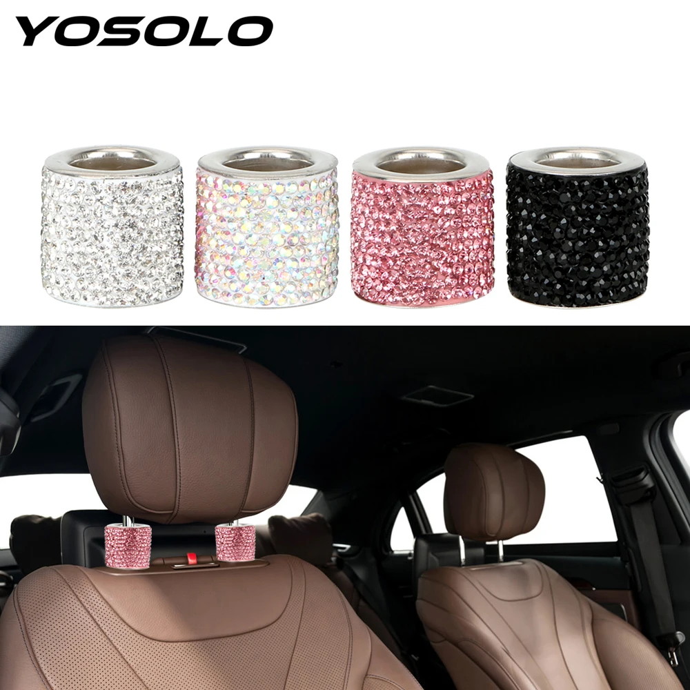 YOSOLO 1 Piece Seat Rod Diamond Ring Car-styling Car Ornament Bling Icy Crystal Car Seat Headrest Collar Decor Interior Moulding YOSOLO 1 Piece Seat Rod Diamond Ring Car-styling Car Ornament Bling Icy Crystal Car Seat Headrest Collar Decor Interior Moulding