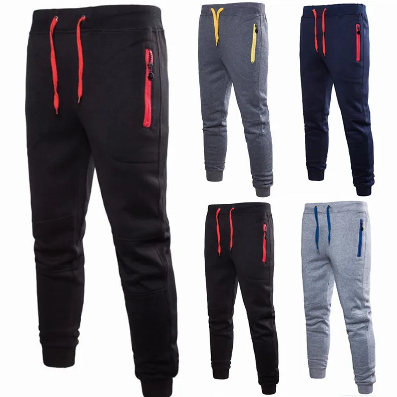 Mens Gym Slim Fit Trousers Tracksuit Bottoms Skinny Joggers Sweat Track