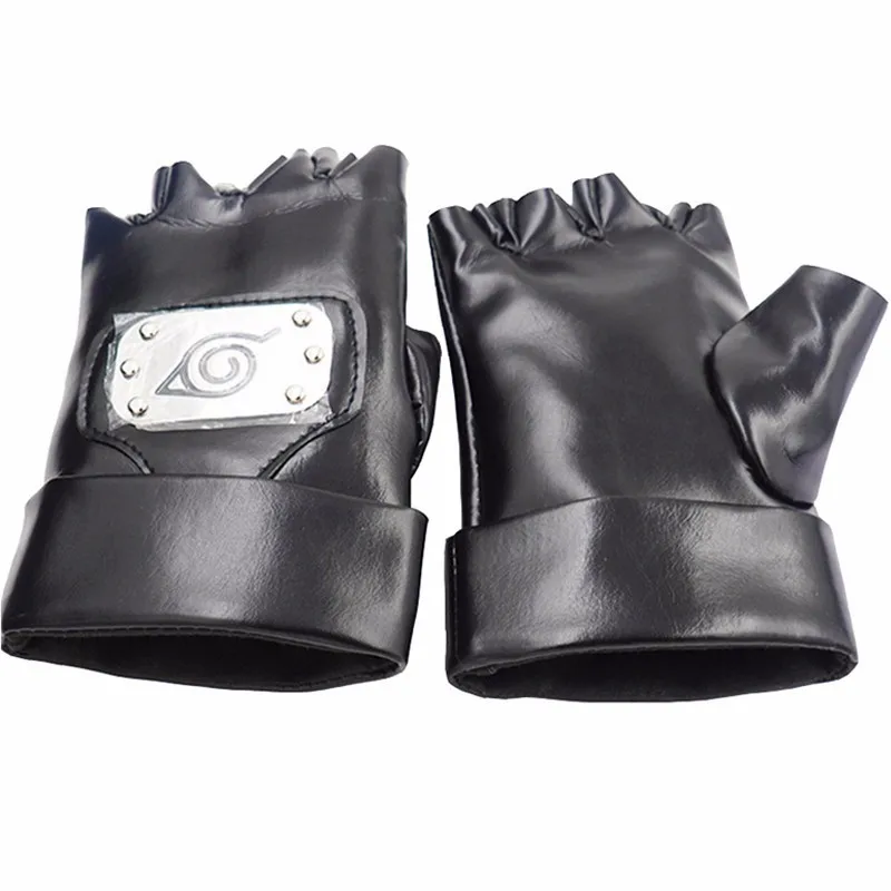 

Anime Naruto Uchiha Sasuke Cosplay Accessories Glove Unisex Naruto Akatsuki Nanja Uzumaki Kakashi Black Fashion PU Glove Prop