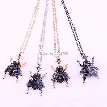

5Pcs Multicolor Micro Pave CZ Insect Metal Pendant Necklace For Women Fashion Necklaces