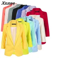 Buy 2018 Black Yellow Blue Formal Female blazer Jackets short blasers mujer Women's slim long sleeve woman suit coat Jacket Xnxee Free Shipping