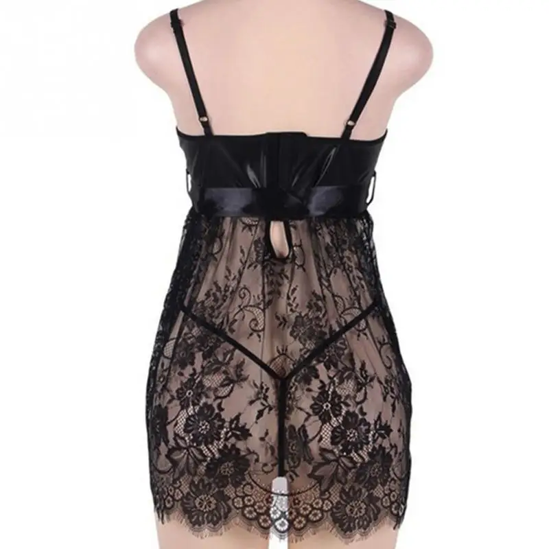 Sexy Babydoll Lingerie Erotic Women Black Lace Plus Size Costume Sleepwear Dress Transparent Hollow-out Chemise Underwear Sexy Babydoll Lingerie Erotic Women Black Lace Plus Size Costume Sleepwear Dress Transparent Hollow-out Chemise Underwear