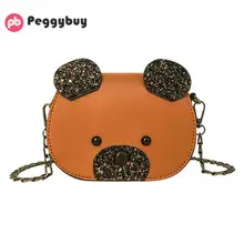 Детские Наплечные сумки блёстки для маленьких девочек кошелек цепи курьерские Сумки 5 шт. хит цвет Ясно красивый дизайн с медведем ShoulderBags