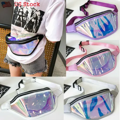 

Woman Laser Reflective Fanny Pack Chest Bag Purse Running Nylon Pocket Pouch Storage Bags