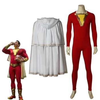 

Shazam Cosplay Captain Marvel Costume Billy Batson Jumpsuit Costumes Marvel Suit Superhero Halloween Adults Men Customized Made