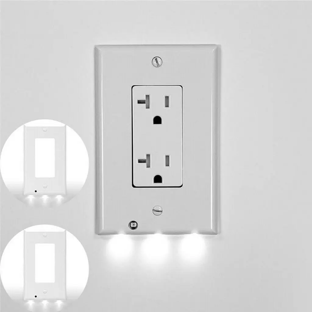 

Wall Outlet Cover Plate with LED Lights Safty Light Sensor Plug Coverplate Socket Switch Cover Stickers for Bedroom