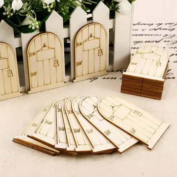 

set of 25 Laser-Cut wooden fairy faerie elf doors unpainted with plaque