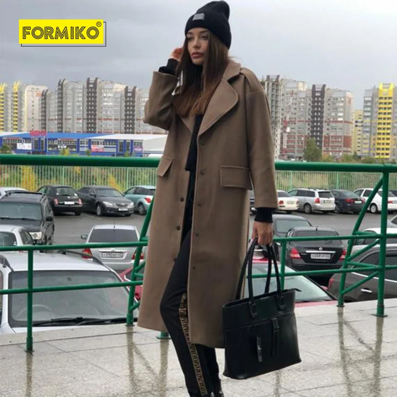 Formiko Женское зимнее пальто из шерсти. Мягкое длинное с отложным воротником.