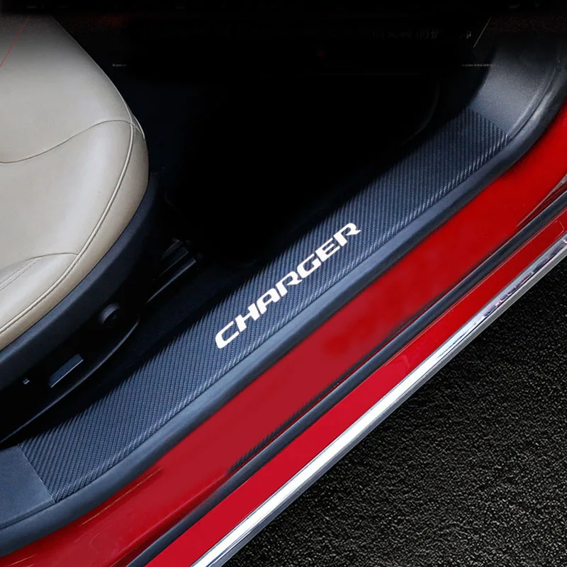 Для Dodge Charger Накладка на порог двери автомобильный Step Plate Carbon Fiber из искусственной