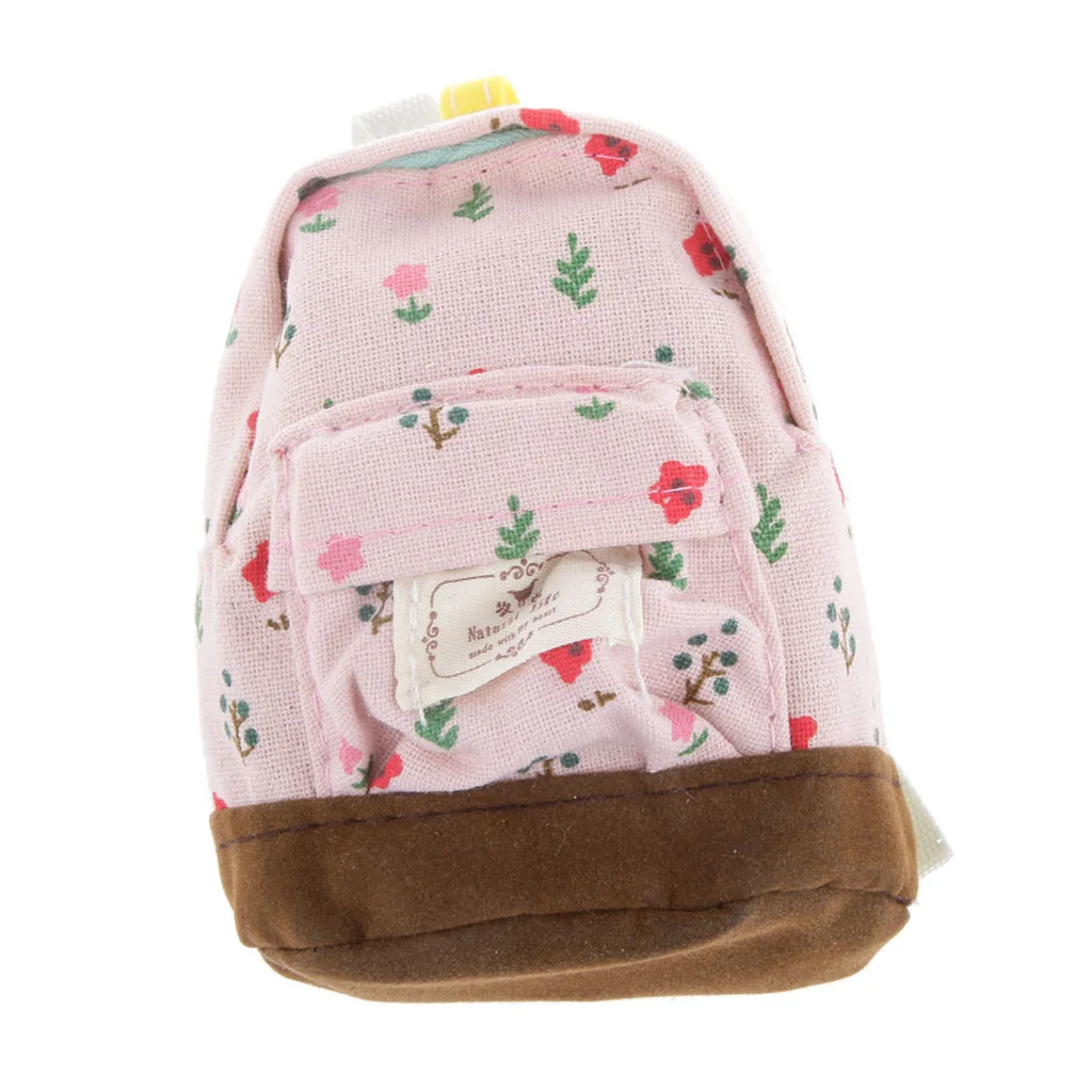 

1:6 Scale Dolls House Miniature Pink Floral School Backpack Rucksack Shoulder Bag
