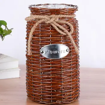 

Wicker High Floor Vase Flowerpot Hand-made Succulents Flower Basket for Weddings Home Decor