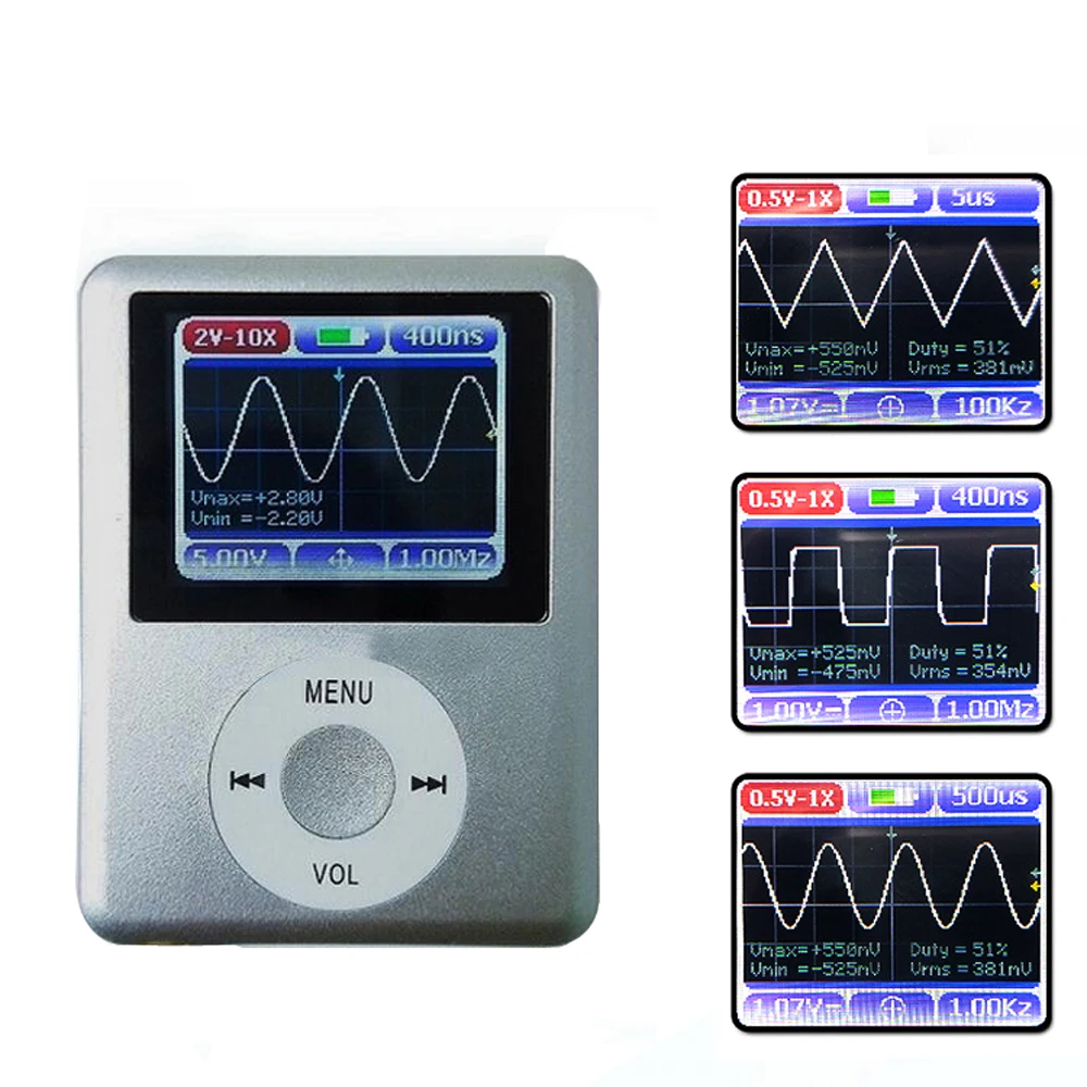 

DSO168 Oscilloscope 168 1.8" Color Display Screen Handheld Digital Mini Oscilloscope with 20MHz Bandwidth and 100M Sampling Rate