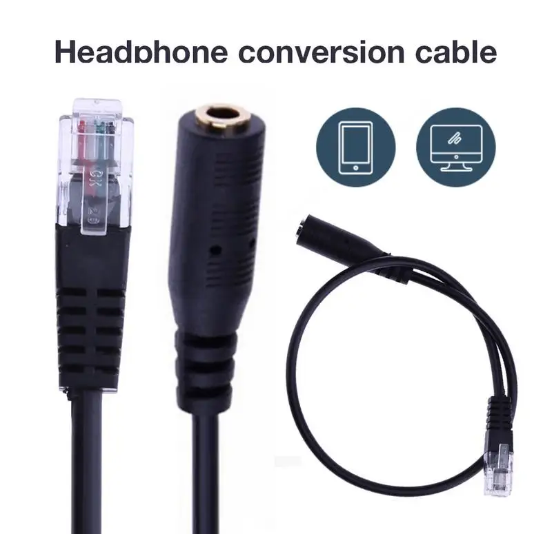 

Phone Adapter Smartphone 3.5mm To RJ9 Adapter Convertor Cable PC Computer Headset Telephone Headphone Conversion Cable