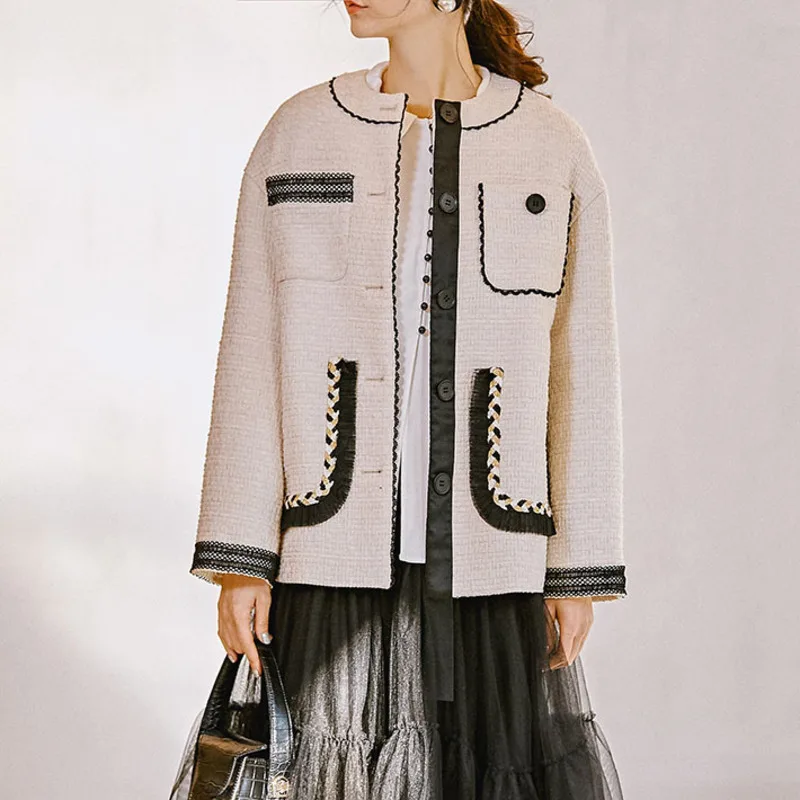 2019 Новая мода весна однобортный пиджак для женщин Женская с длинным рукавом темперамент пальто двойные карманы Q033