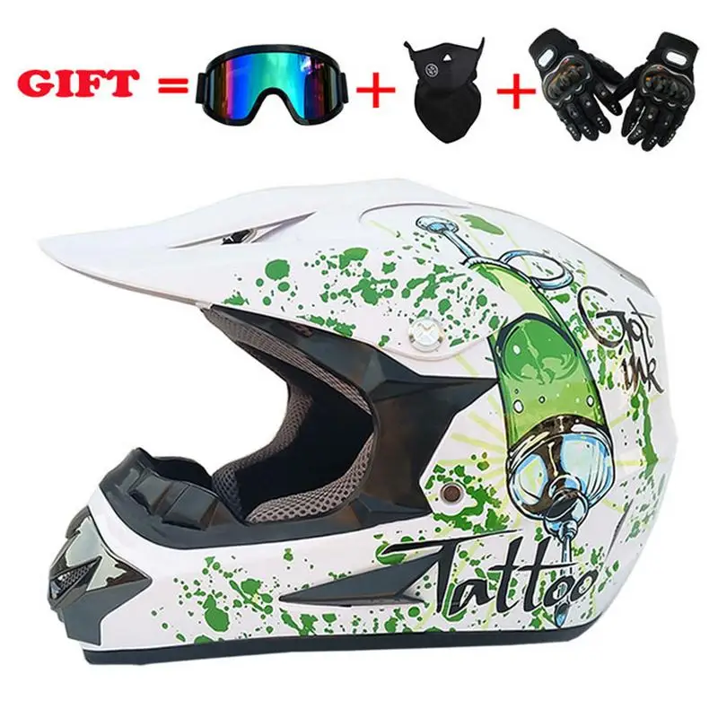 

2019 New Off - Road Helmet Men Motorcycle Cross - Country Helmet Four Seasons General Small Helmet With Goggles Gloves