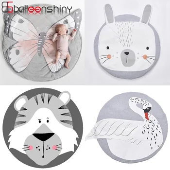

BalleenShiny Baby Play Mats for Kids Round Carpet Rugs Cotton Animals Play Mat Newborn Infant Crawling Blanket Floor Carpet