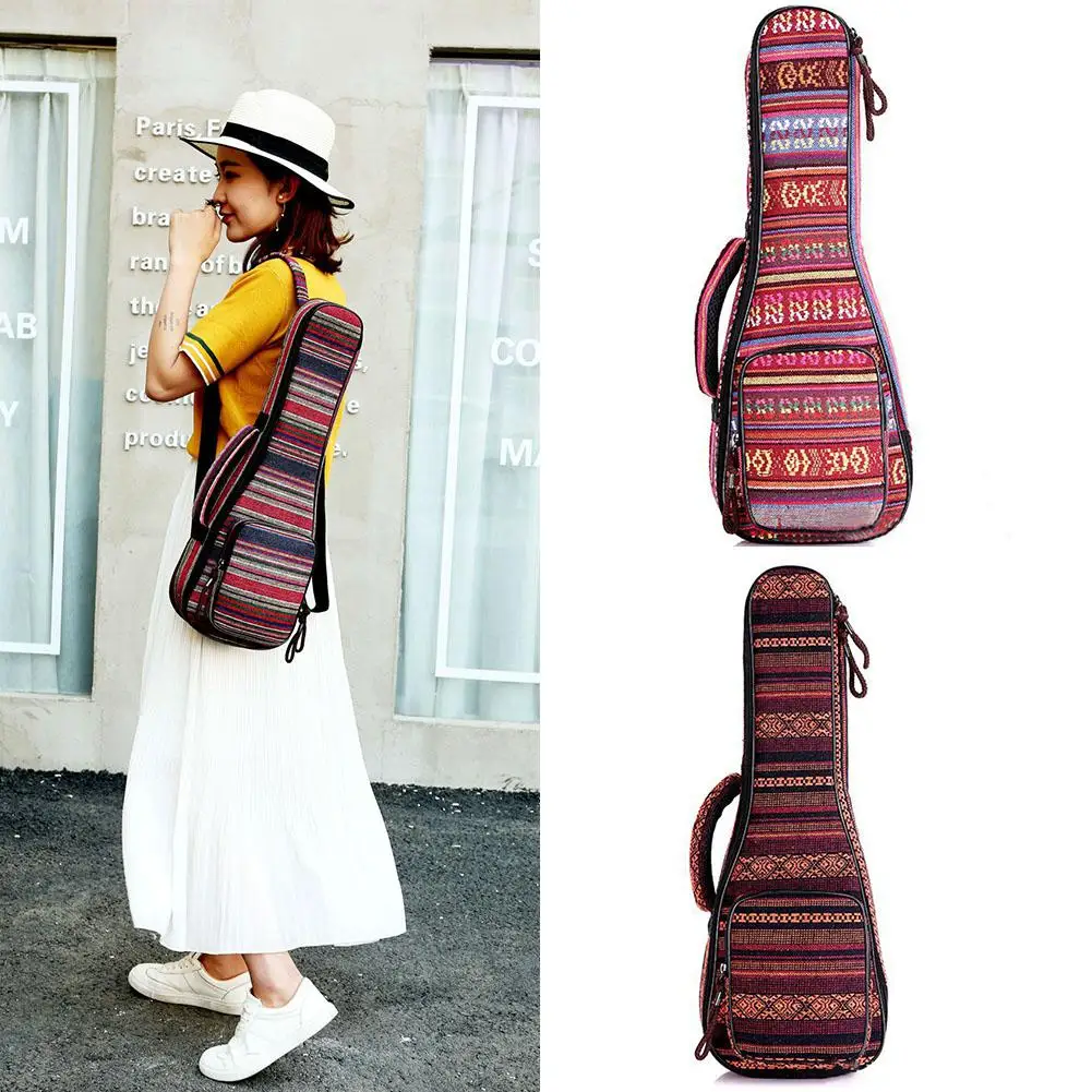 

Portable Guitar Ukulele Bag Backpack Double Shoulder Strap Case National Style Ukulele Gig Bag Carrying Case Guitar Accessories