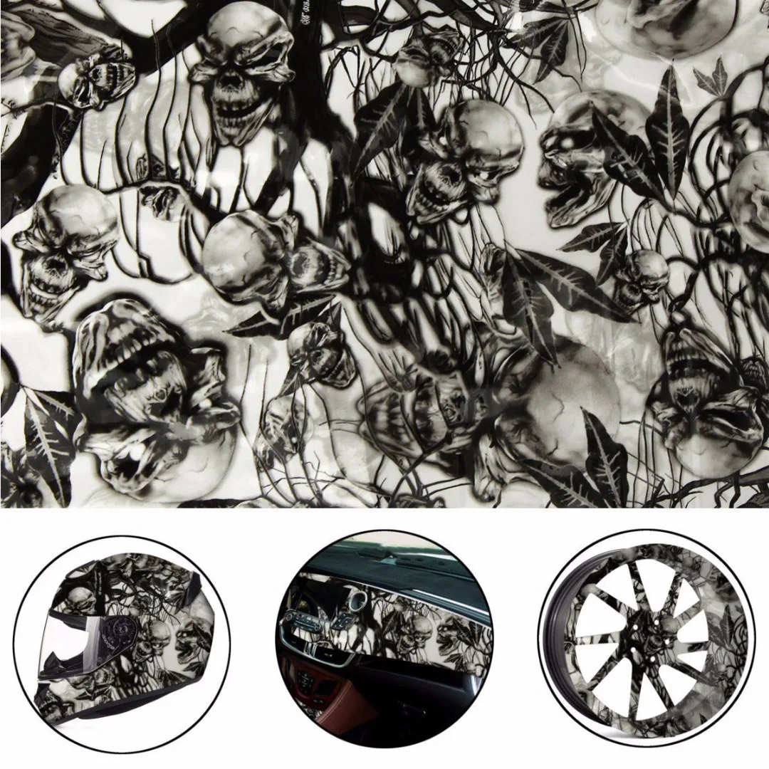 

New 0.5*1m Cool Skulls PVA Hydrographic Film Water Transfer Printing Film Hydro Dip
