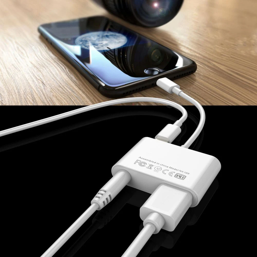 Новейший многофункциональный адаптер 3 в 1 для Lightning USB камеры аудио с зарядным