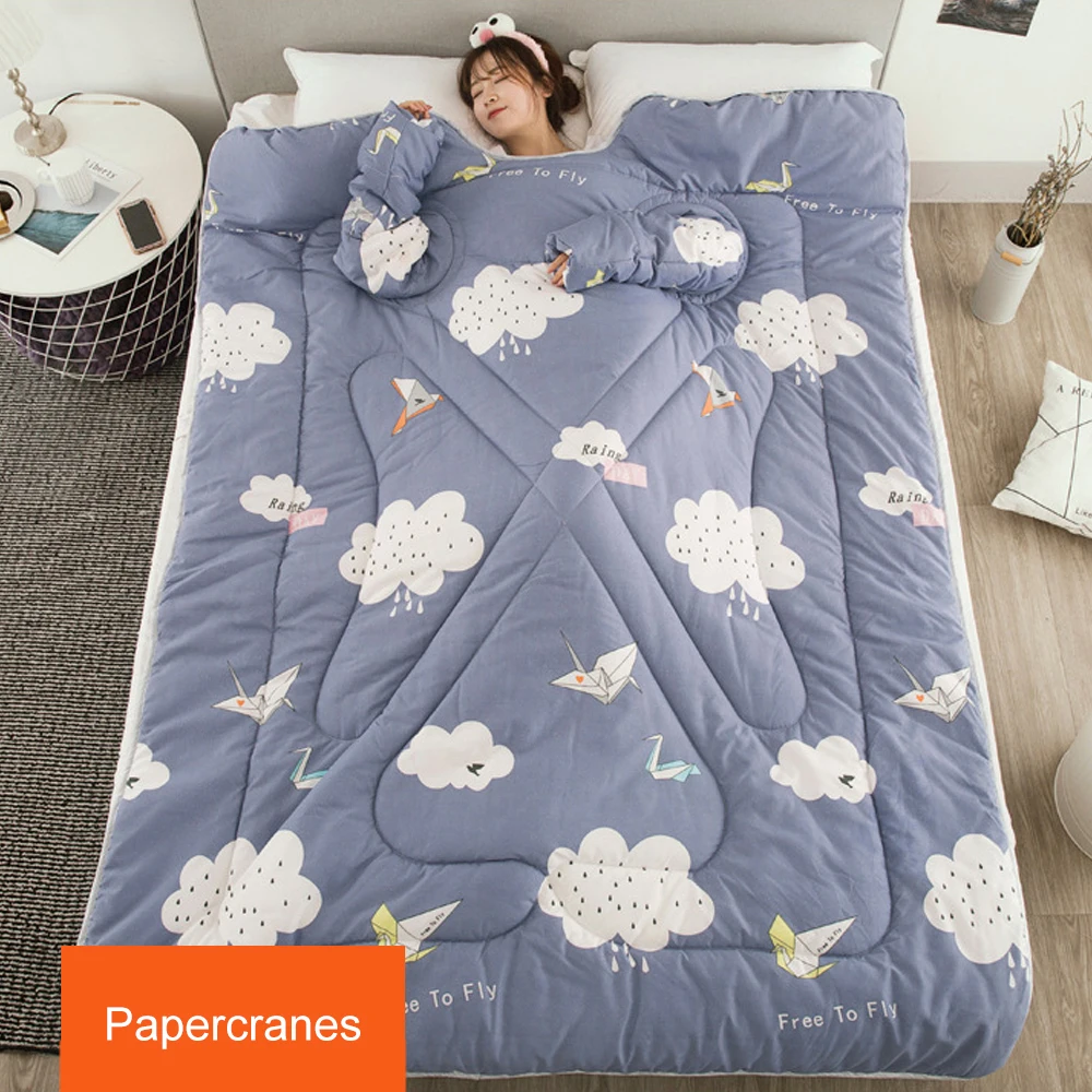 Warmful winter Comforters autumn Lazy Quilt with Sleeves family Blanket Cape Cloak Nap Blanket Dorm