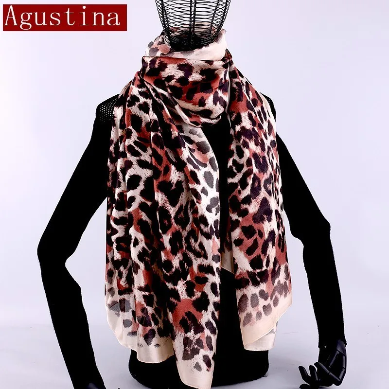 

Silk Leopard Printed fashion Scarf Women Winter large size Satin soft Scarf luxurious Warm shawl Soft Shawls Scarves for Lady