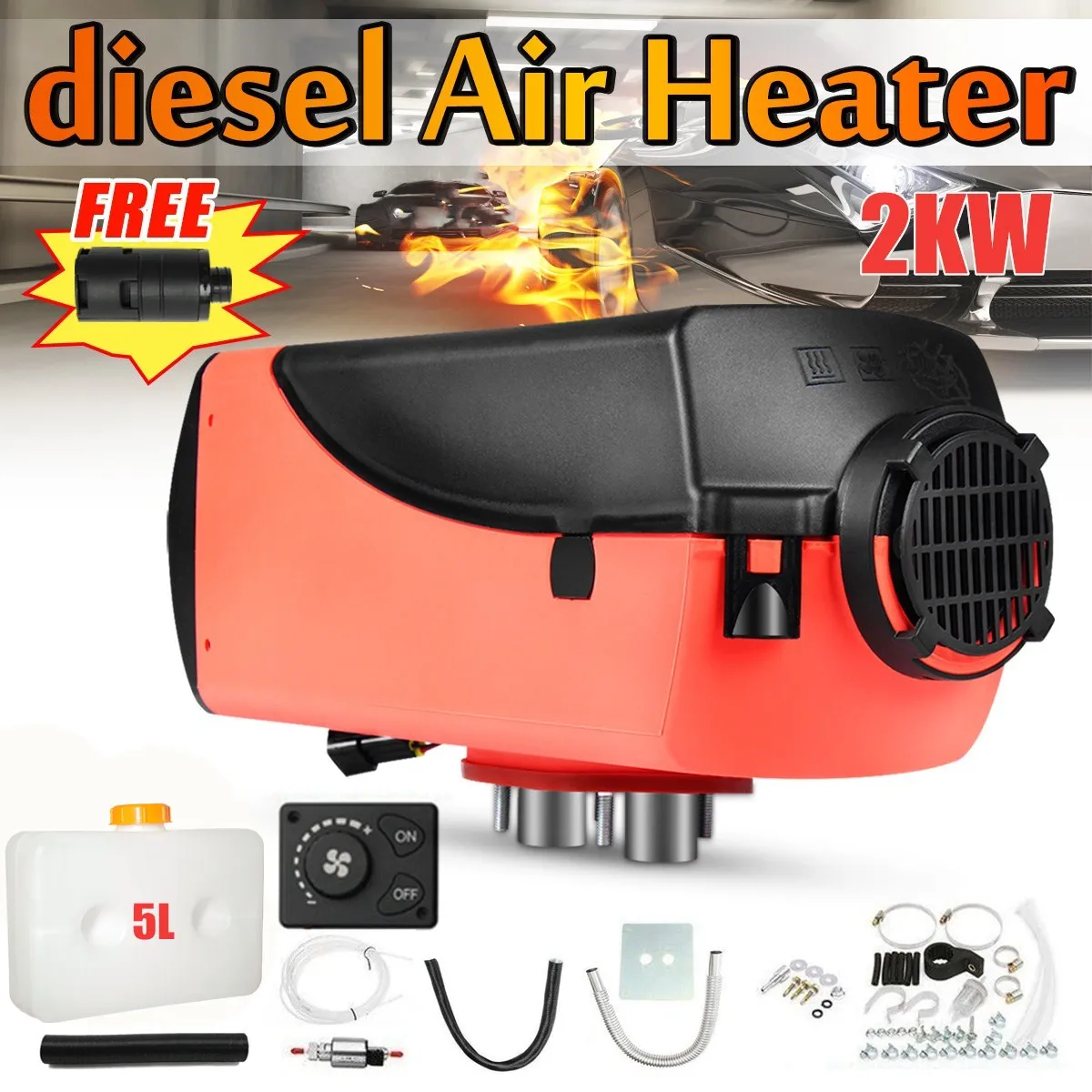 

24V 2000W Parking Diesels Air Heater Single-hole Switch with Muffler Universal For Tank Vent Duct Thermostat Knob Switch