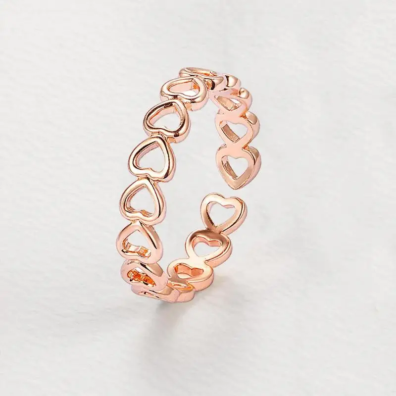 

Fashion 2018 New Ring Simple Hollow Heart Ring Silver Rose Gold Color Adjustable Finger Rings For Women Jewelry Gift Wholesale