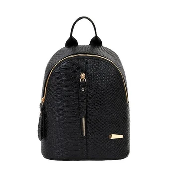 

Women PU Leather Backpack Satchel Shoulder School Zipper Solid Bag Black Backpacks