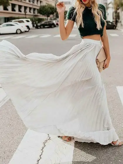 Женская шифоновая длинная юбка Boho пляжная плиссированная сарафан женские с