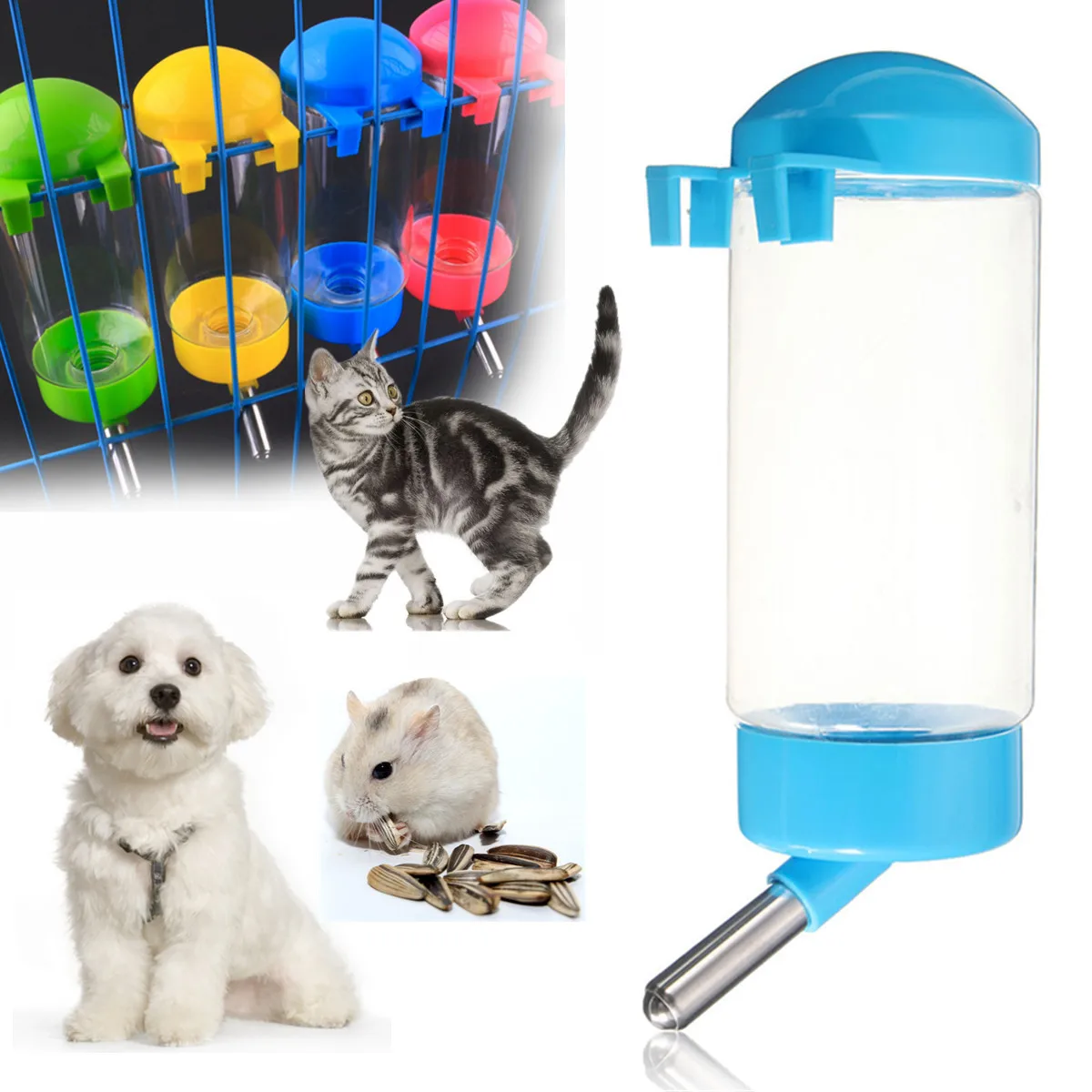 

400ML Plastic Water Bottles Automatic Pet Dog Hamster Cat Water Drinker Dispenser Hang Water Drinking Bottle Fountain Feeder