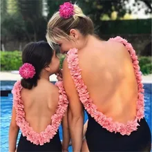 LILIGIRL/купальный костюм для мамы и дочки; бикини для всей семьи; пляжная одежда с цветочным рисунком «Мама и я»; милый Цельный купальник; одежда для купания