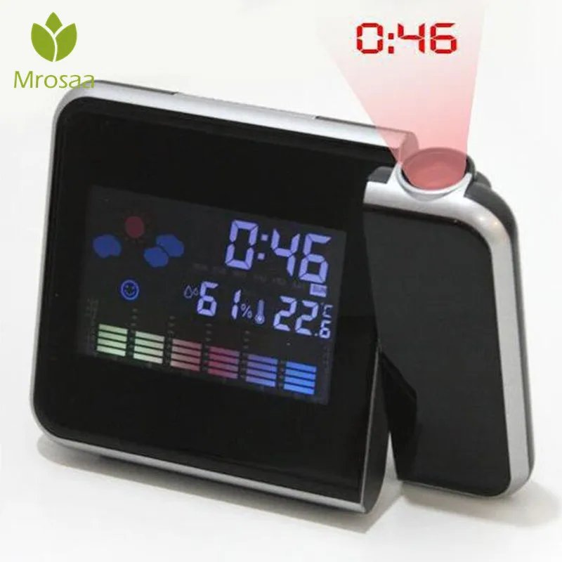 Snooze LED Digital Projection Alarm Clock Weather Station Temperature