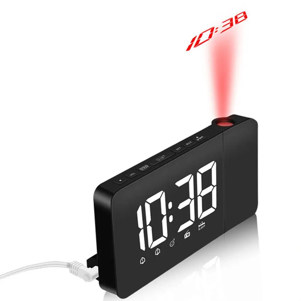 Adeeing Radio Alarm Clock Projection Snooze Timer LED Display USB