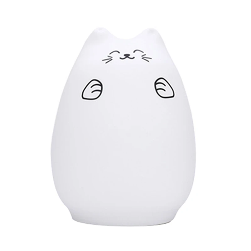 

Popular Led Usb Rechargeable Cute Cat Night Light Colorful Silicone Bedroom Hit Beat Lamp 12 Hours In Color Changing Mode