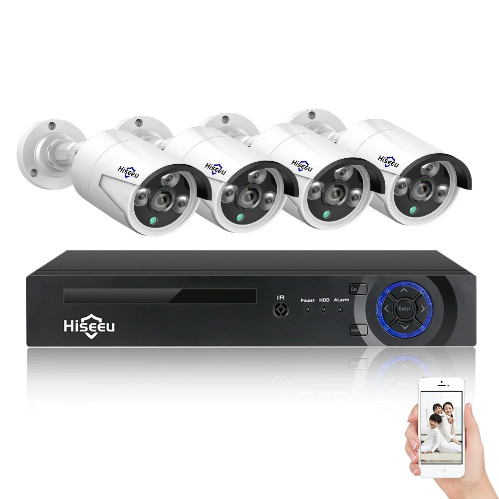 

Hiseeu 8CH 4MP POE Security Camera System Kit H.265 Waterproof Wireless IP WiFi Camera Home CCTV Video Surveillance Set Outdoor