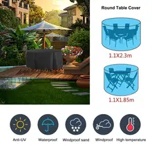 Высокое качество открытый сад патио черный 210D Оксфорд ткань круглая мебель стол пылезащитный чехол
