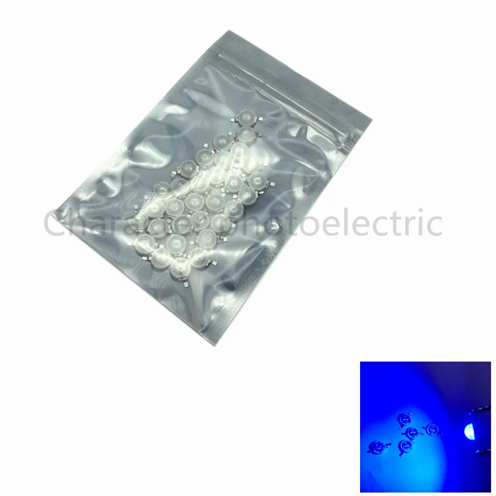 

50pcs 3W LED Blue High power LED lamp royal blue 445-455nm 700mA 3.2-3.4V 50-60LM 45mil Taiwan Lamp