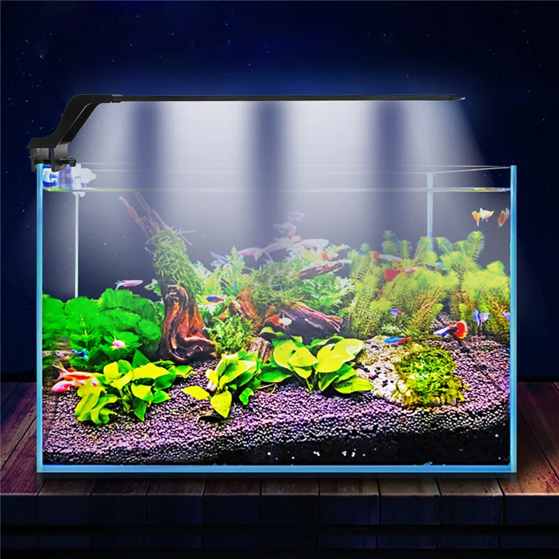 Алюминиевый светодиодное освещение аквариума освещение для аквариума капот с регулируемым Выдвижной кронштейн подходит для 23-95 см рыбы танк США/ЕС штекер